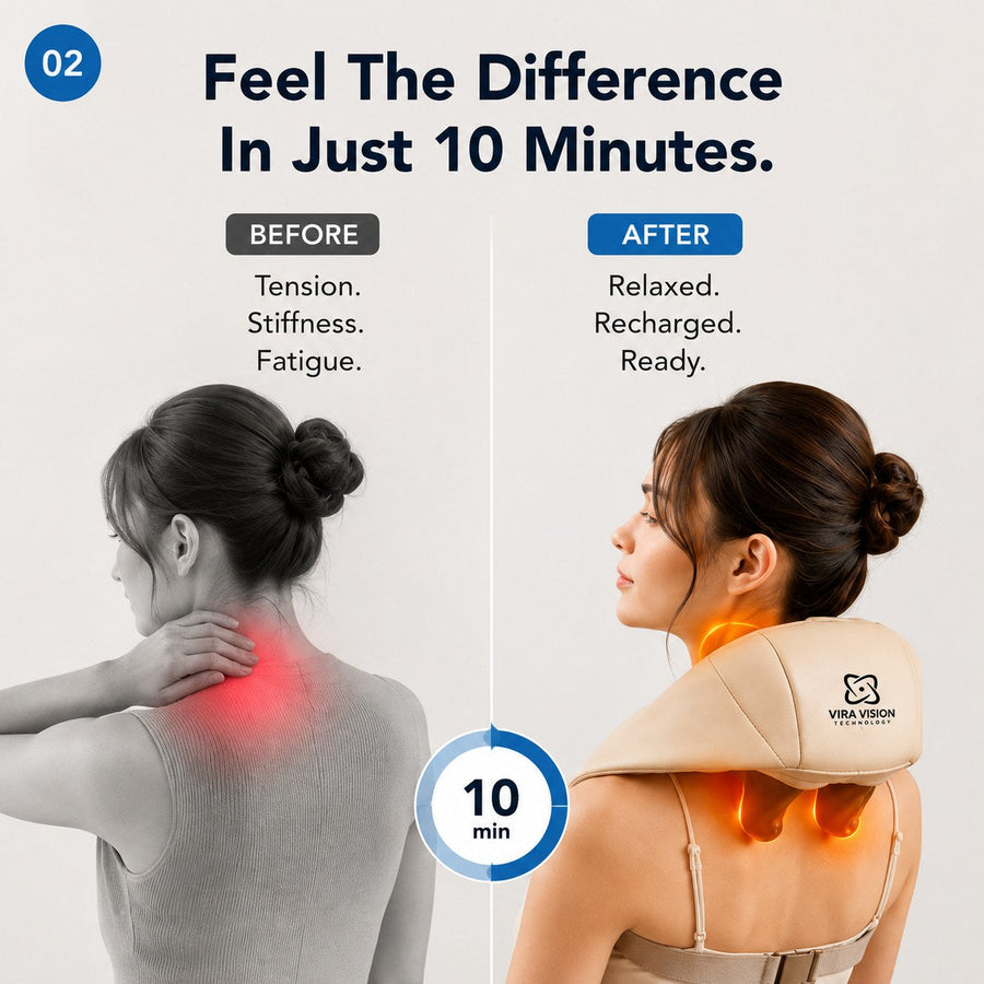 Before and after: tense shoulders relaxed with VIRA VISION