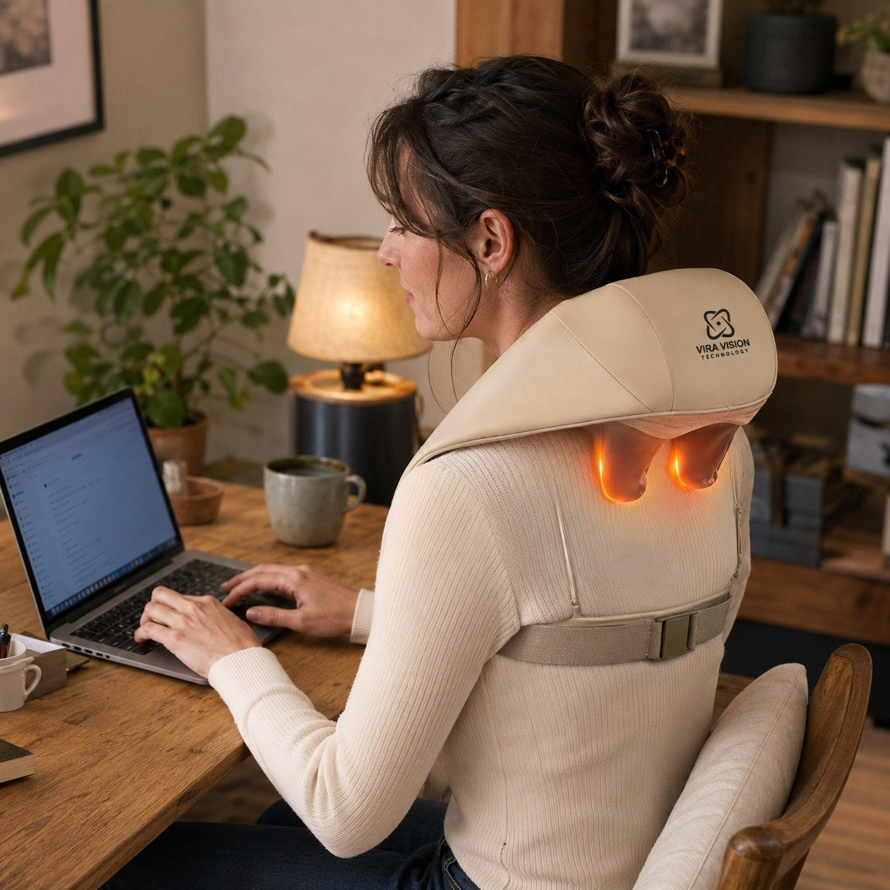 The heated kneading nodes working the neck and shoulders